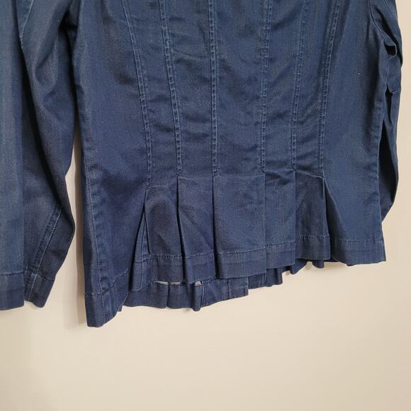 Ann Taylor Loft Women’s 8 (S-M) Denim Fitted Button Up Peplum Hem Blazer - Picture 5 of 5